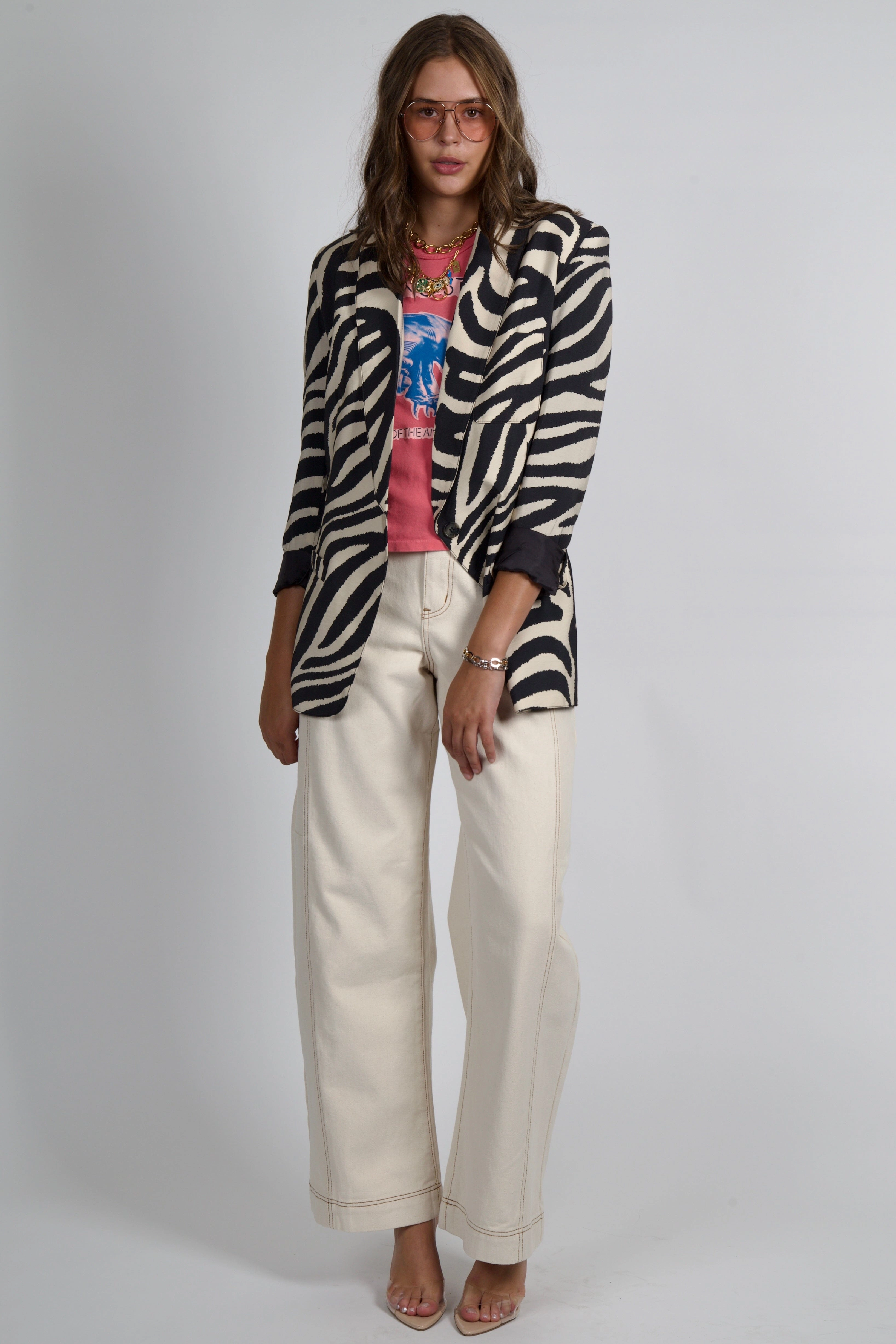 Lightweight Lining SMYTHE | Shawl Collar Oversized Blazer - Black/White