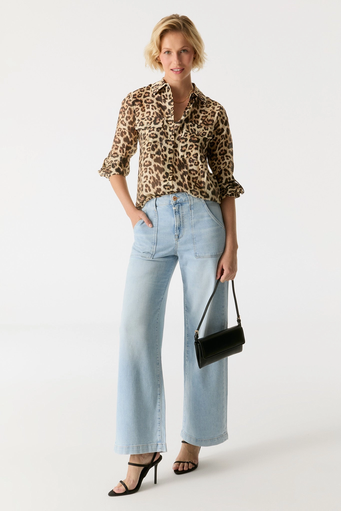 Lulu Wide Leg Pant - Aqua Blue  30" Inseam Breathable Weave Fabric