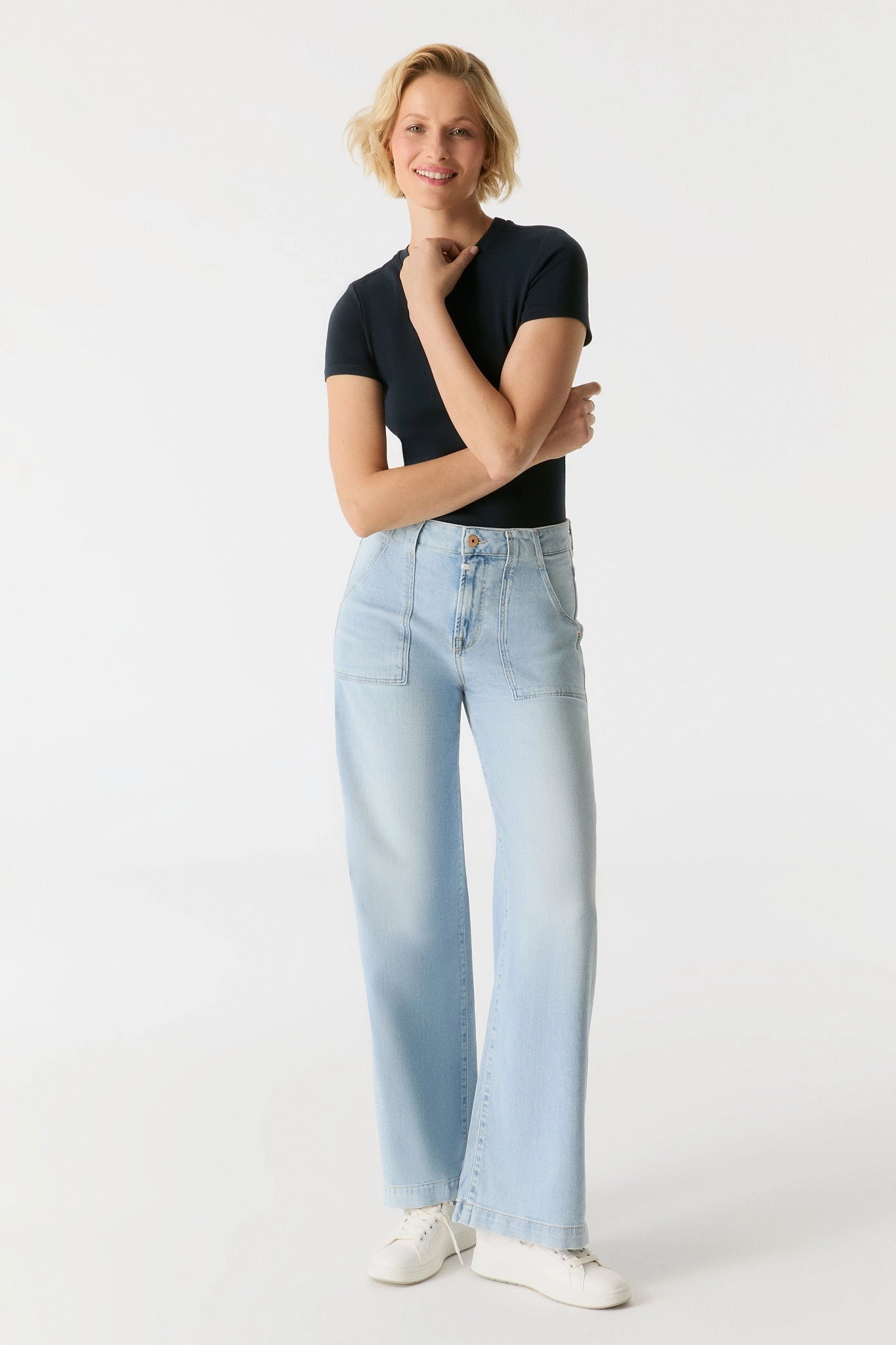 Lulu Wide Leg Pant - Aqua Blue  30" Inseam Layer Ready