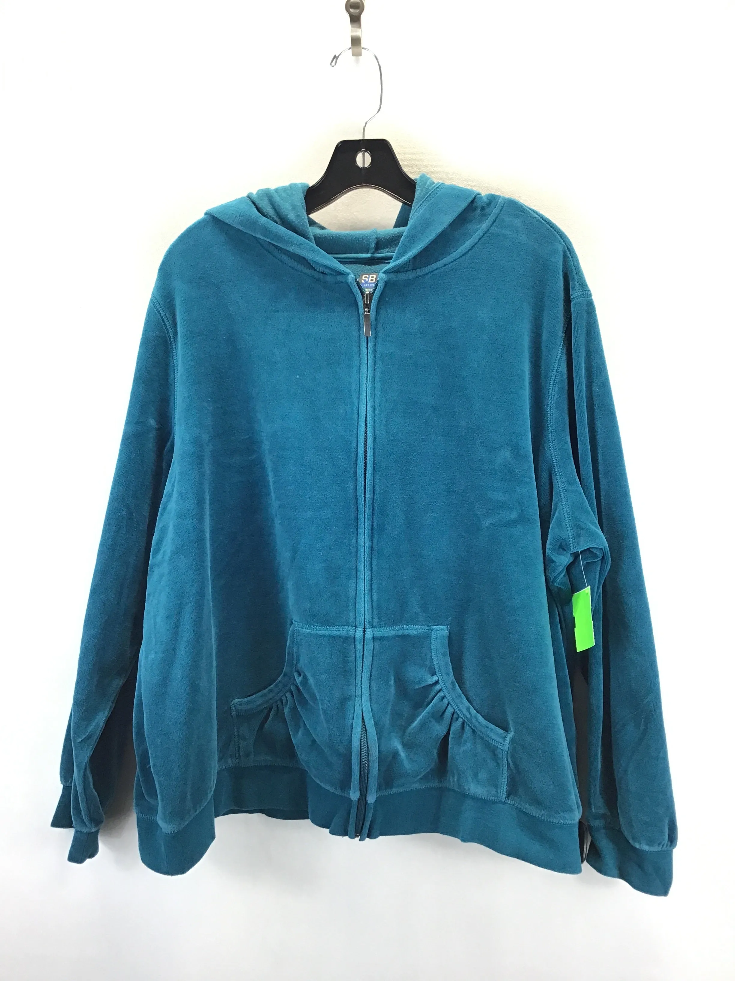 RibbedTrims Athletic Jacket By Clothes Mentor In Blue, Size: 2x
