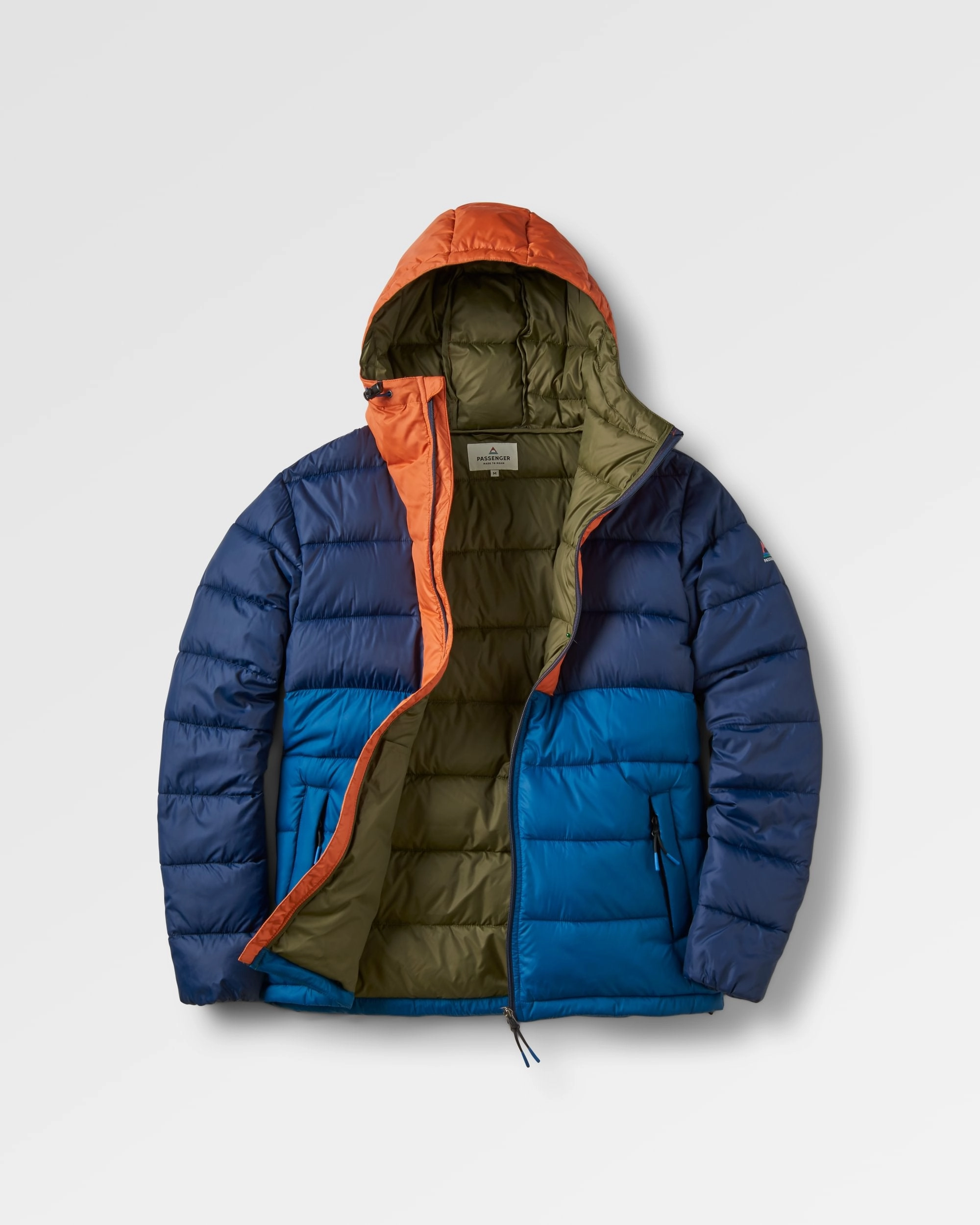 Flynn Recycled Insulated Jacket - Rich Navy/ Burnt Orange Dynamic Compression Fit Eco Certified Textiles