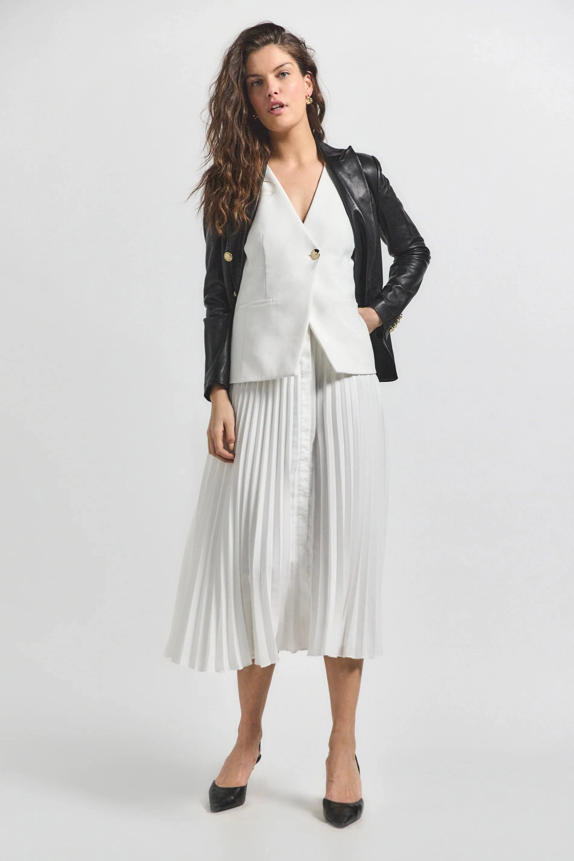 DEREK LAM | Lauren Mixed Media Dress - Soft White Glam Touch City Rhythm