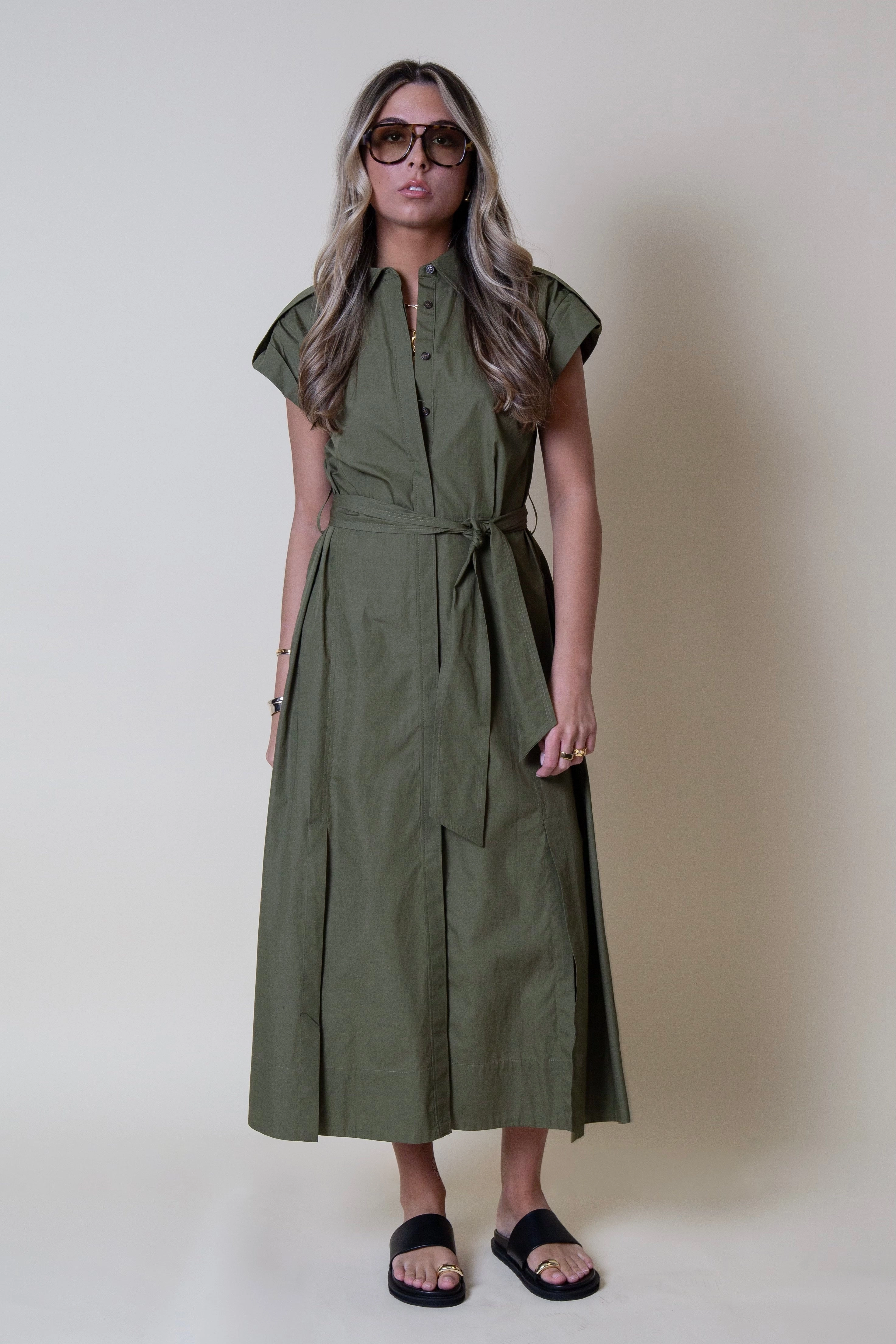 DEREK LAM | Haley Shirt Dress - Hunter Natural Wrap Neutral Base