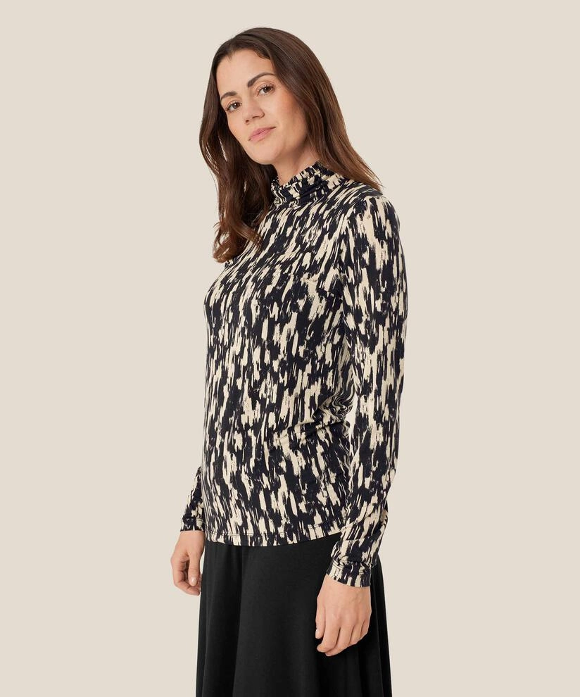 HighCollar Design 1009825  Brooklyn Jersey Top - Black