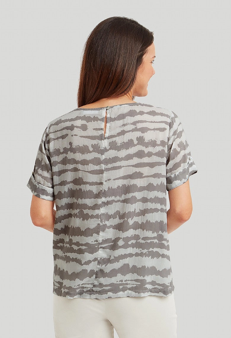 Ombre Stripe Carrie Top - Taupe/White BreathableMaterial