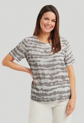 Ombre Stripe Carrie Top - Taupe/White QuickPackFoldableDesign All Day Comfort