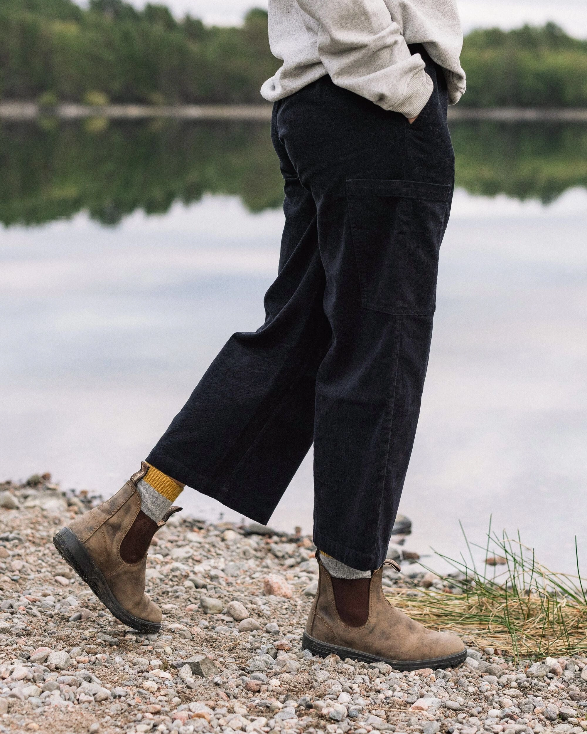 Comfort Control Someday Organic Cotton Corduroy Cropped Trouser - Black