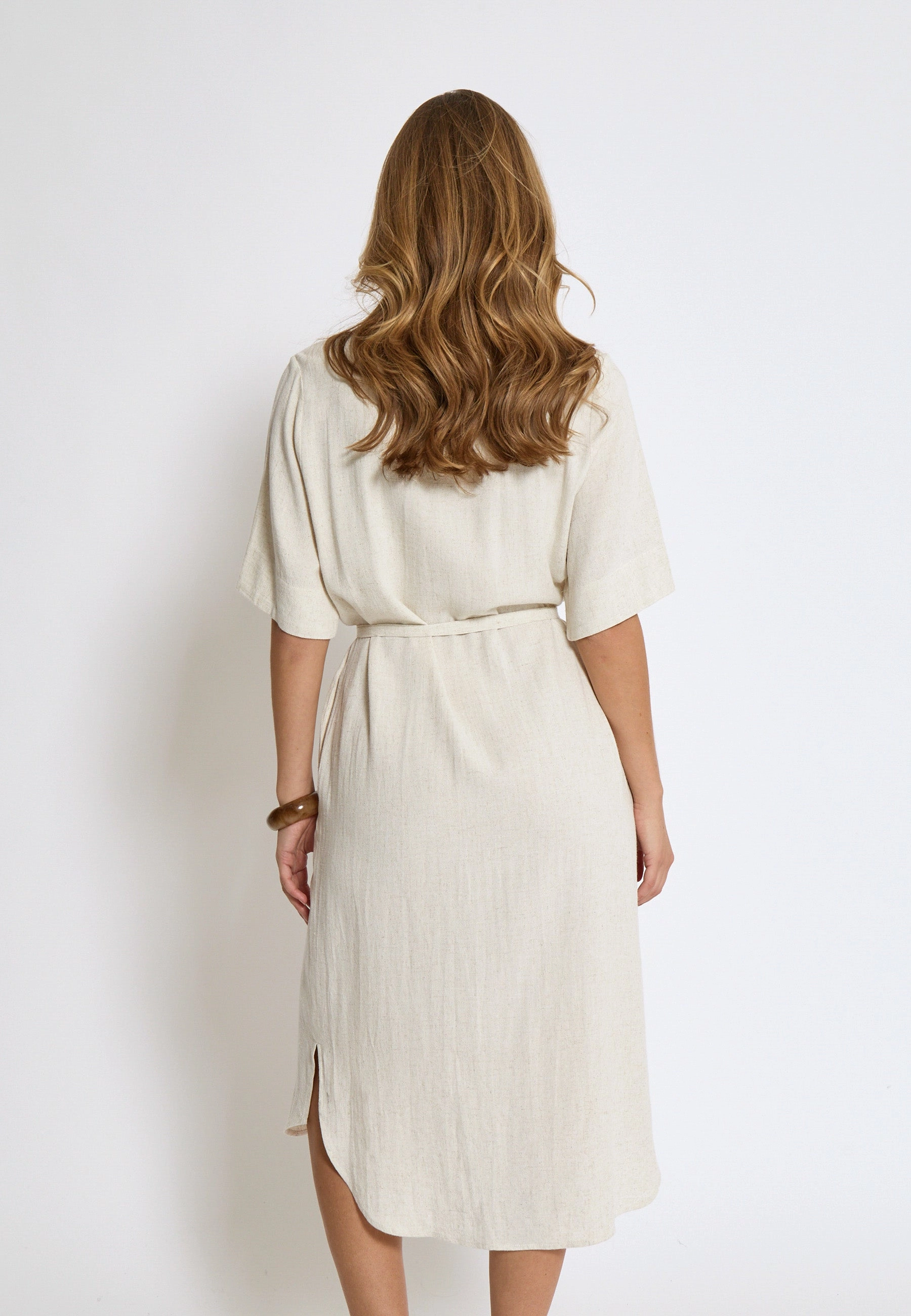 Comfortable office piece PC8339 Hannah Linen Blend Shirt  Dress - Whitecap Grey