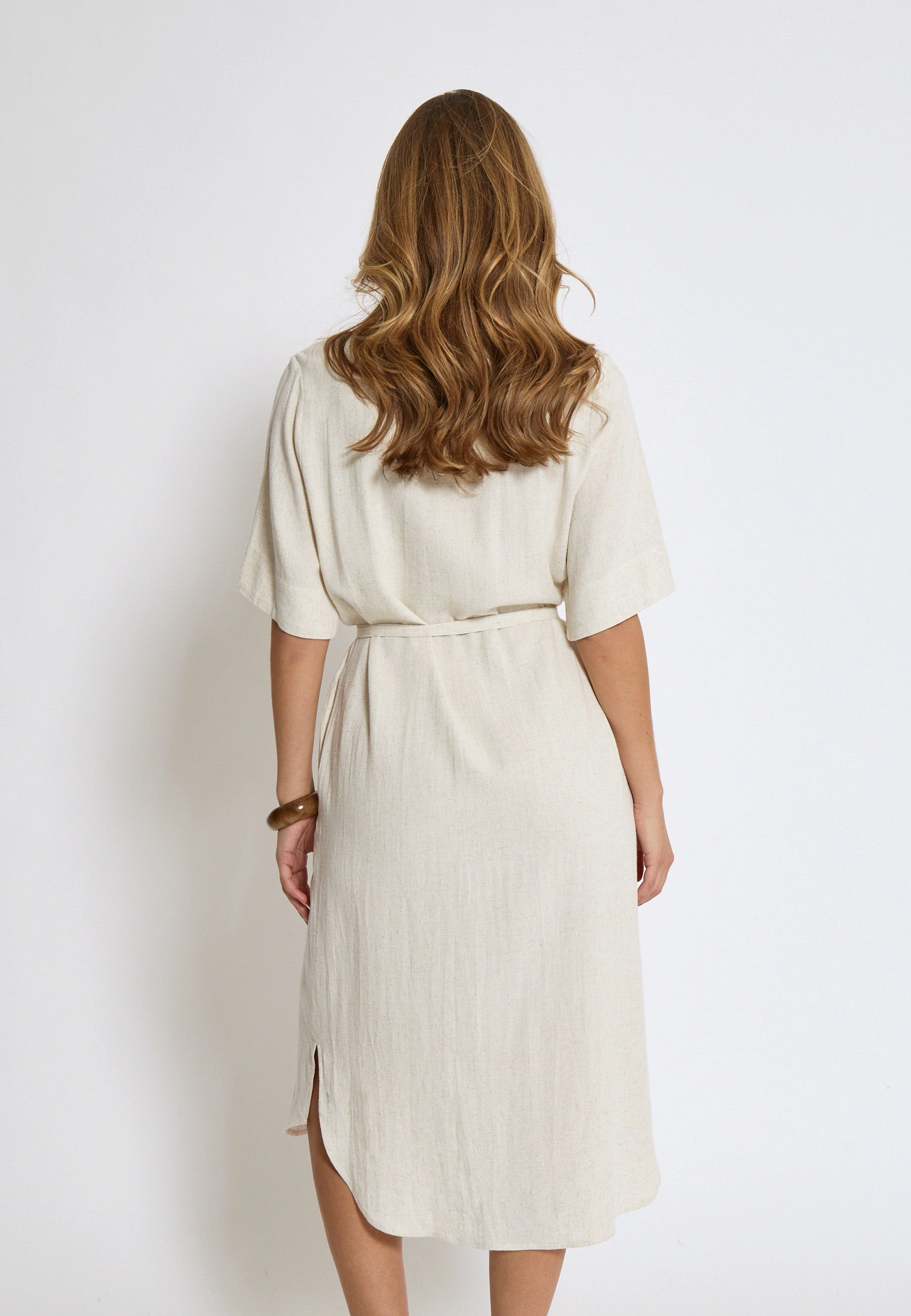 Life Soft Airy Layer PC8339 Hannah Linen Blend Shirt  Dress - Whitecap Grey