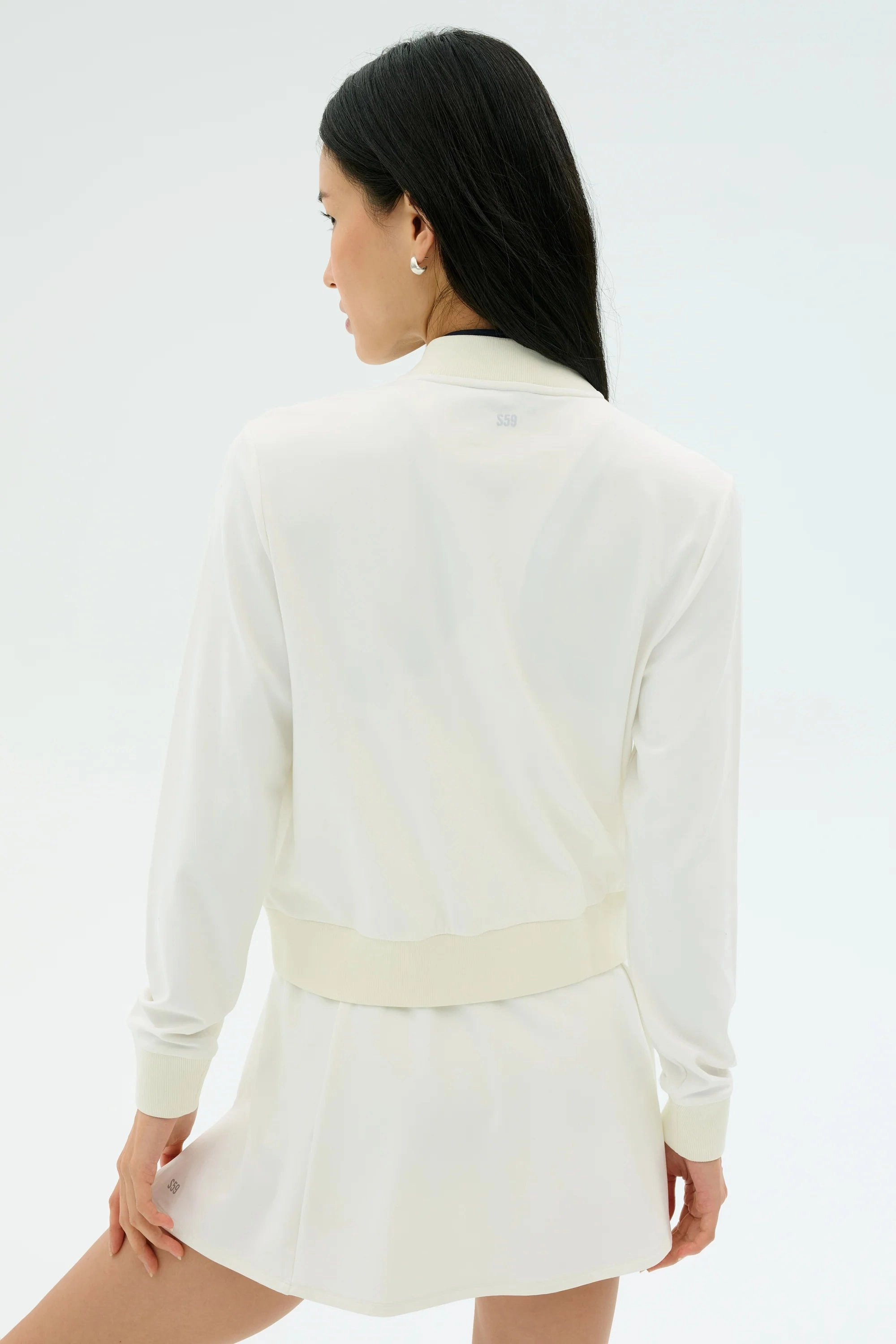 SPLITS59 | Airweight Bomber Jacket - White nylon blend Comfort Stretch Fabric
