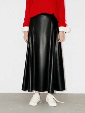 Simple Flow All Day Faux Leather Midi Skirt
