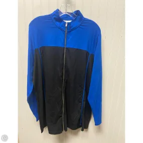 Sleek Layer Look Quick Drying Athletic Jacket By Avenue In Black & Blue, Size: 3x