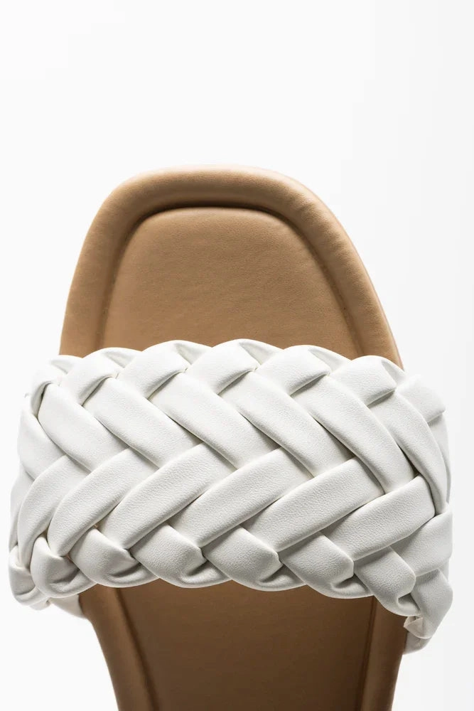 Braided Mule Sandals White Sunshine Fit