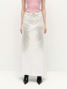 Sprayed Detail Denim Skirt Full Circle Simple Layer