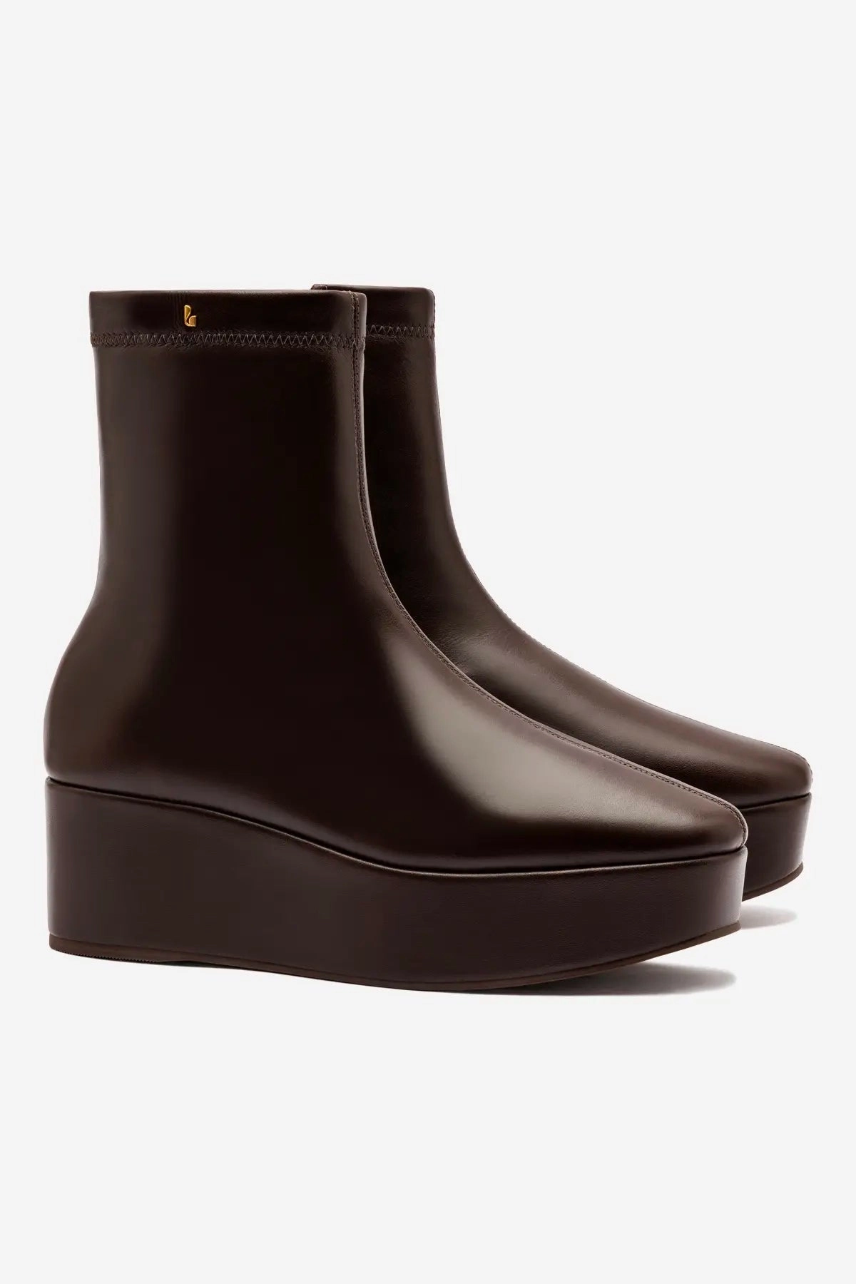 Dani Flatform Boot In Brown Leather Rain Ready Quick Fit
