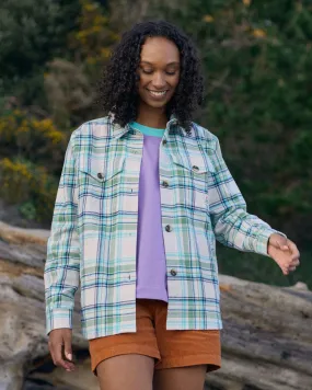 Stella Organic Cotton LS Shirt - Vintage White/Stem Green Check Round Collar