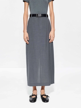 light texture Straight Cut Back Slit Skirt