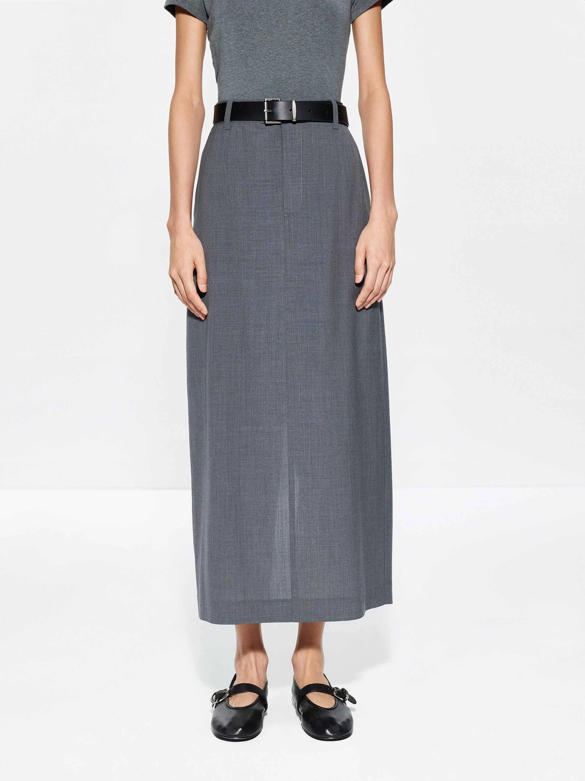 light texture Straight Cut Back Slit Skirt