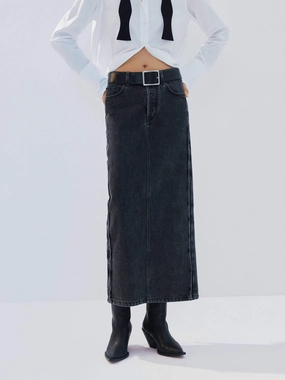 Straight Cut Denim Skirt Plant Based Material