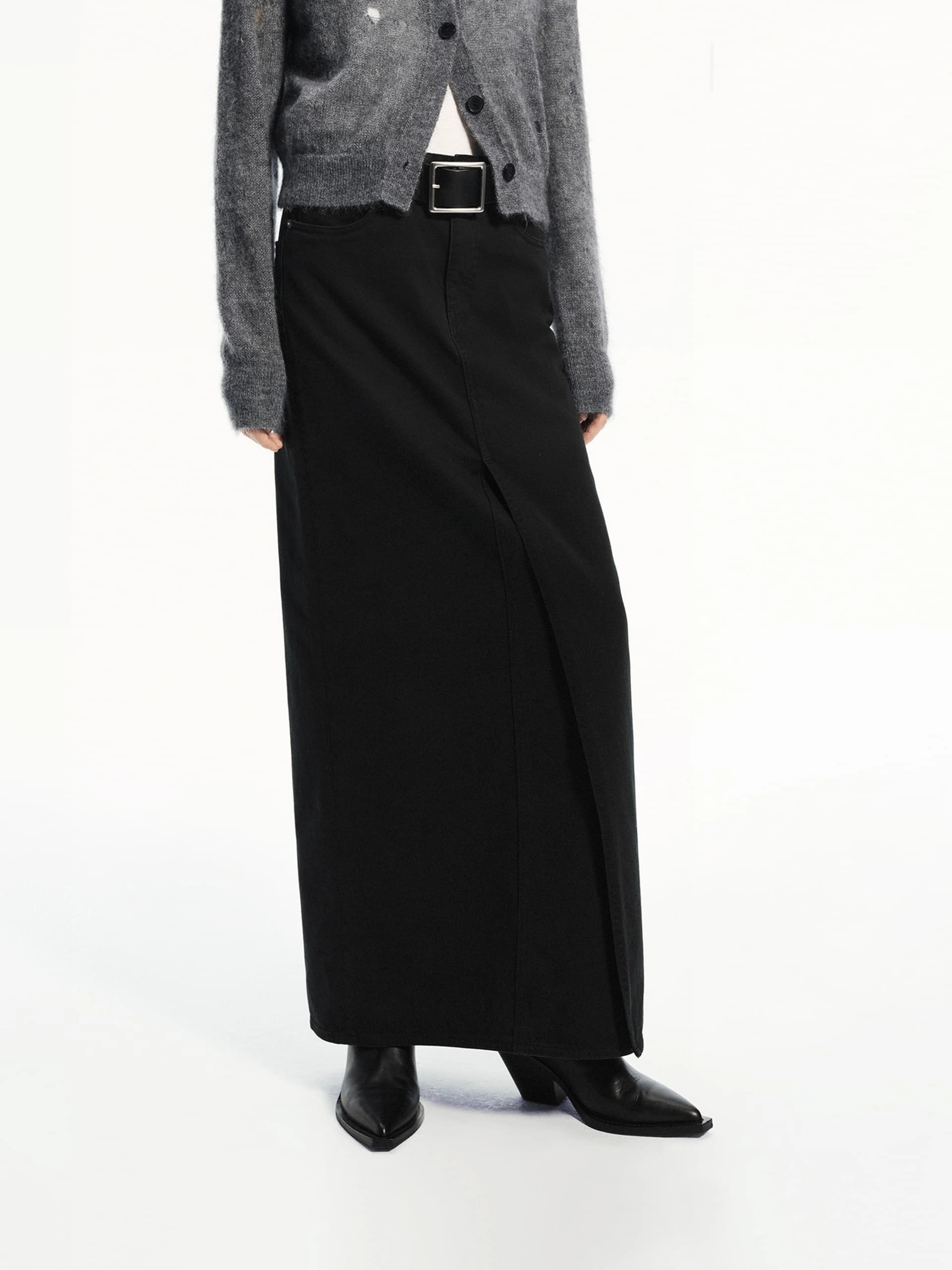 Chic Appeal Straight Denim Slit Skirt