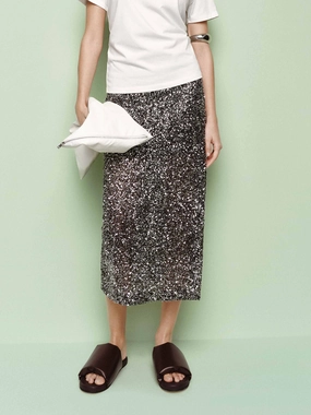 Straight Sequin Midi Skirt Casual Feel