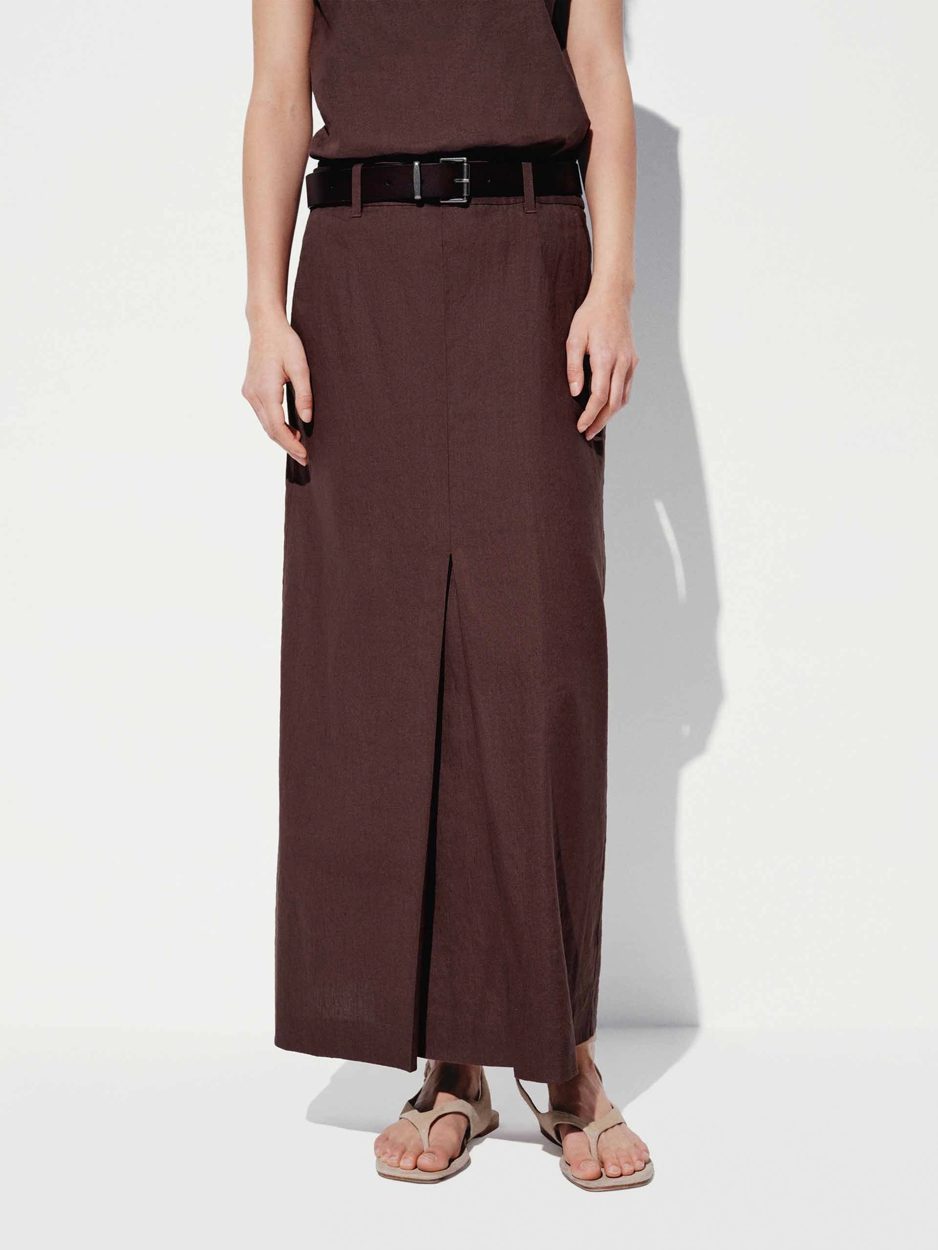 Straight Slit Midi Skirt Crisp Fit