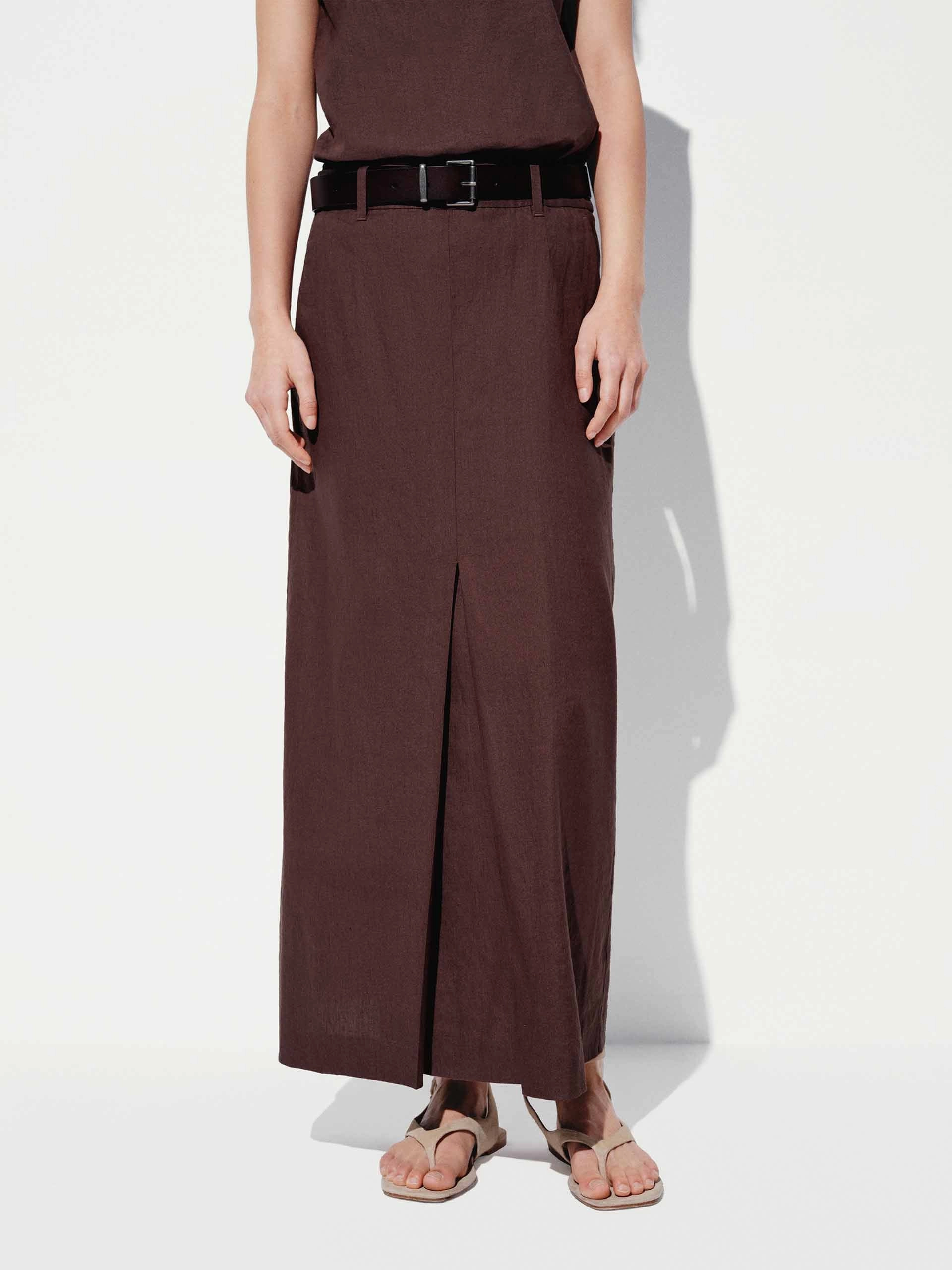 Straight Slit Midi Skirt Breezy Mood Style Fusion