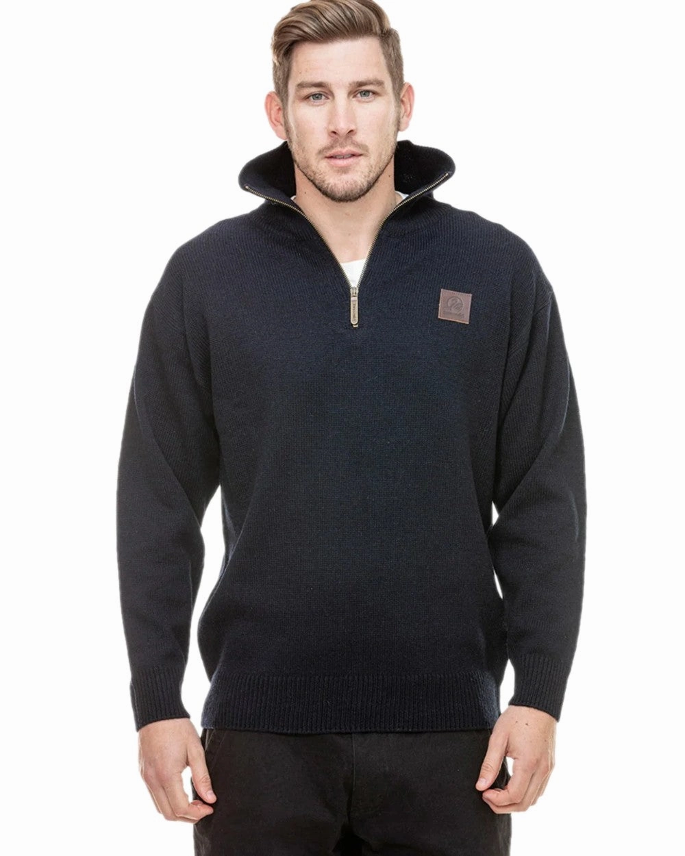 Effortless Style Clean Silhouette Swanndri Mens Mariner Wool Zip Neck Sweater