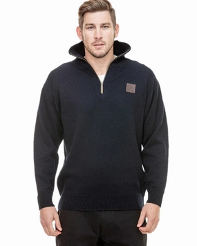 Effortless Style Clean Silhouette Swanndri Mens Mariner Wool Zip Neck Sweater
