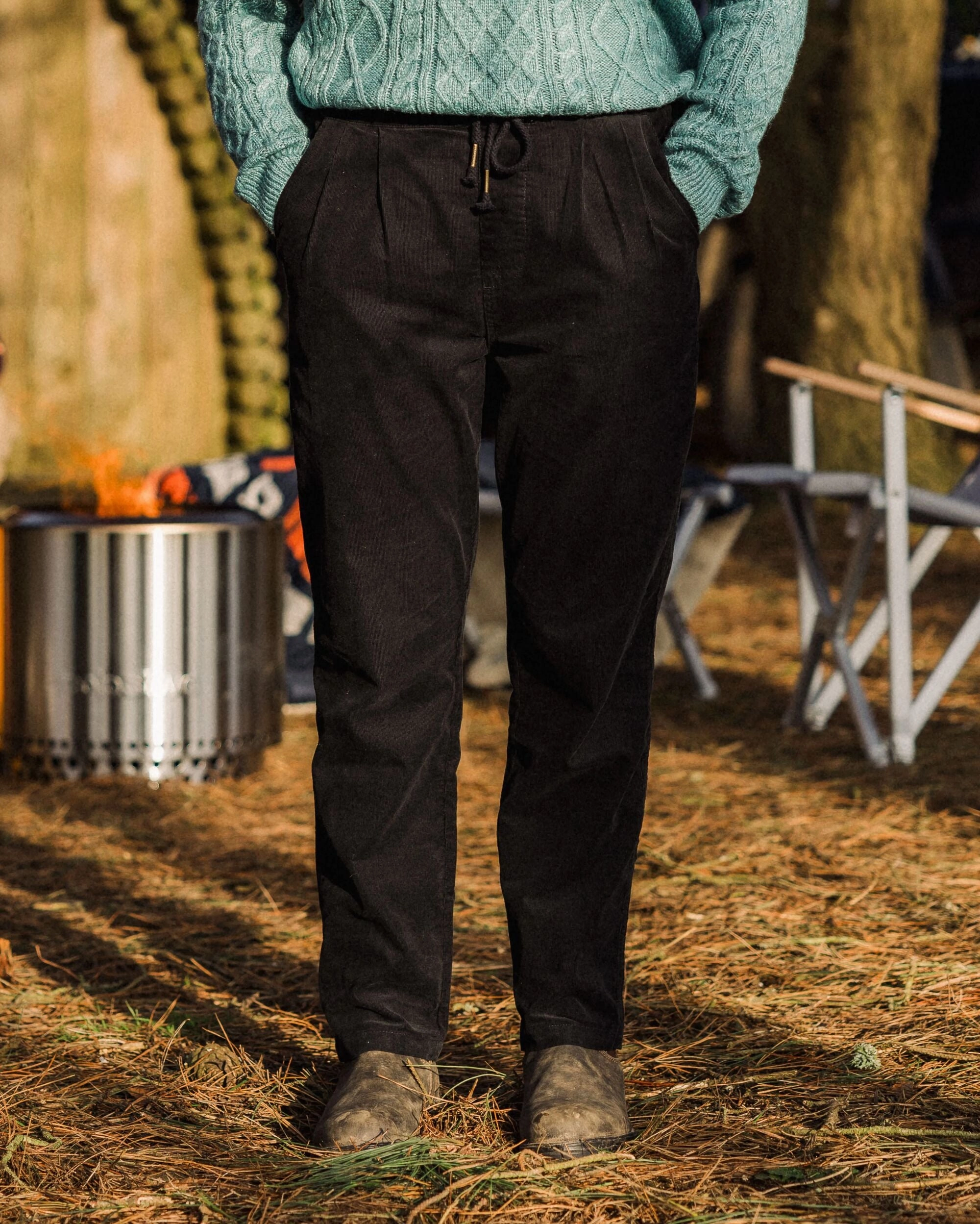 Compass Recycled Corduroy Trouser - Black ComfortFit Body Friendly