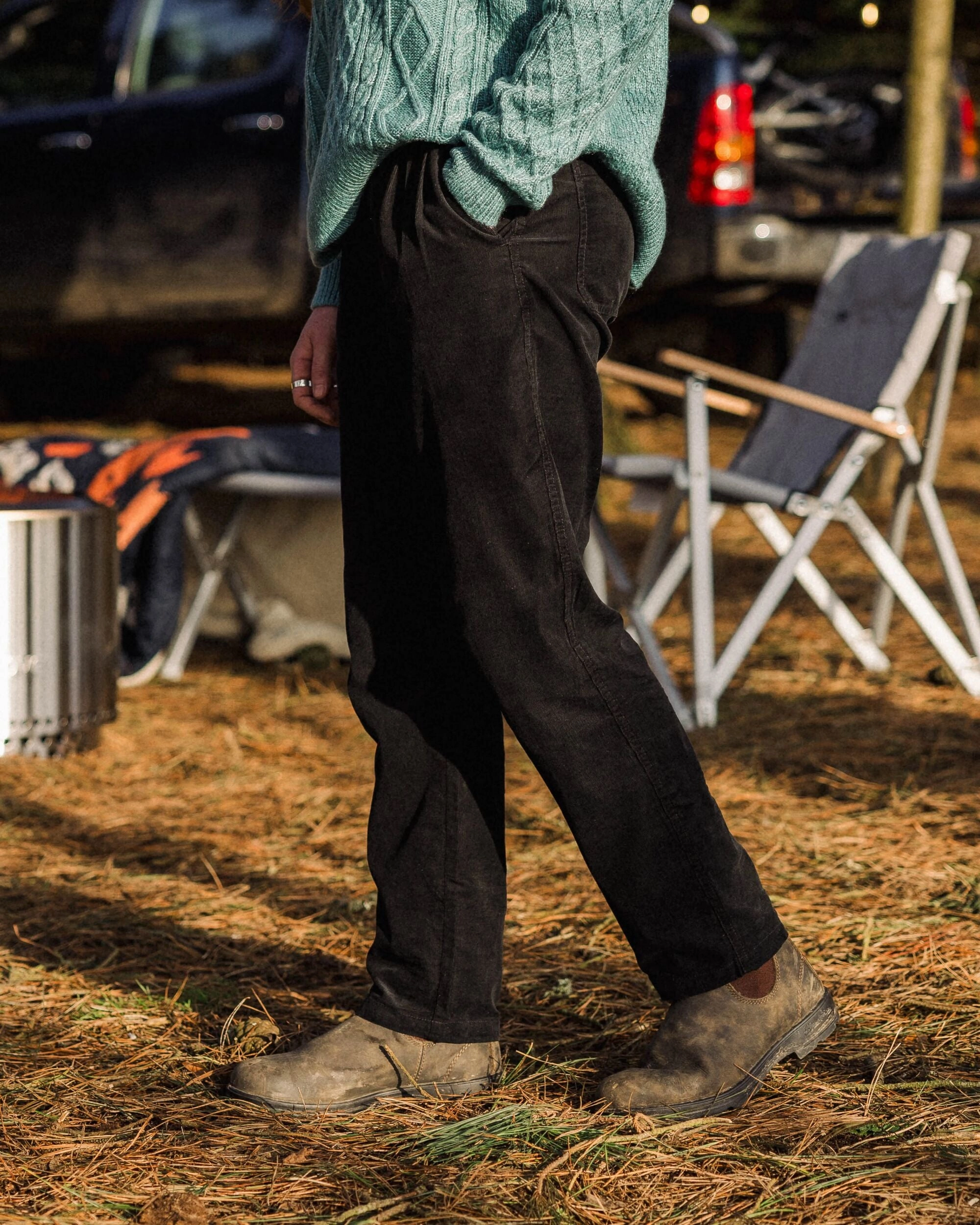 Quick Access Zippers Compass Recycled Corduroy Trouser - Black
