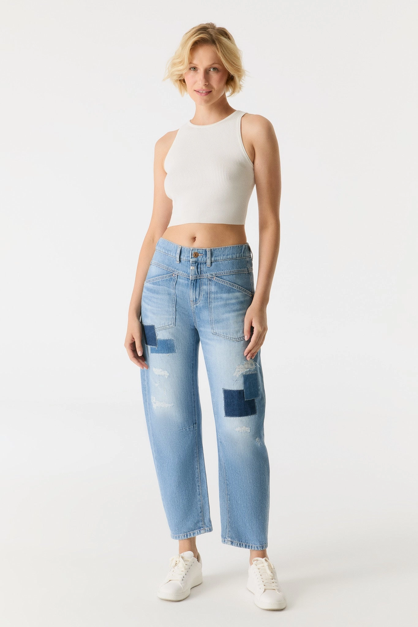 Selena Mid Waist Jeans  - Patch Medium Blue   L02 Quick Comfort Functional Comfort Wear