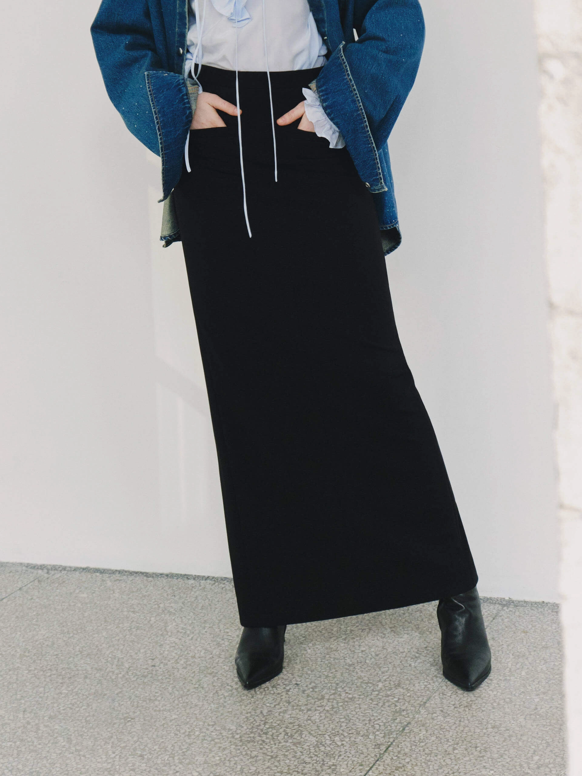 Outfit Combo Straight Cut Slit Skirt