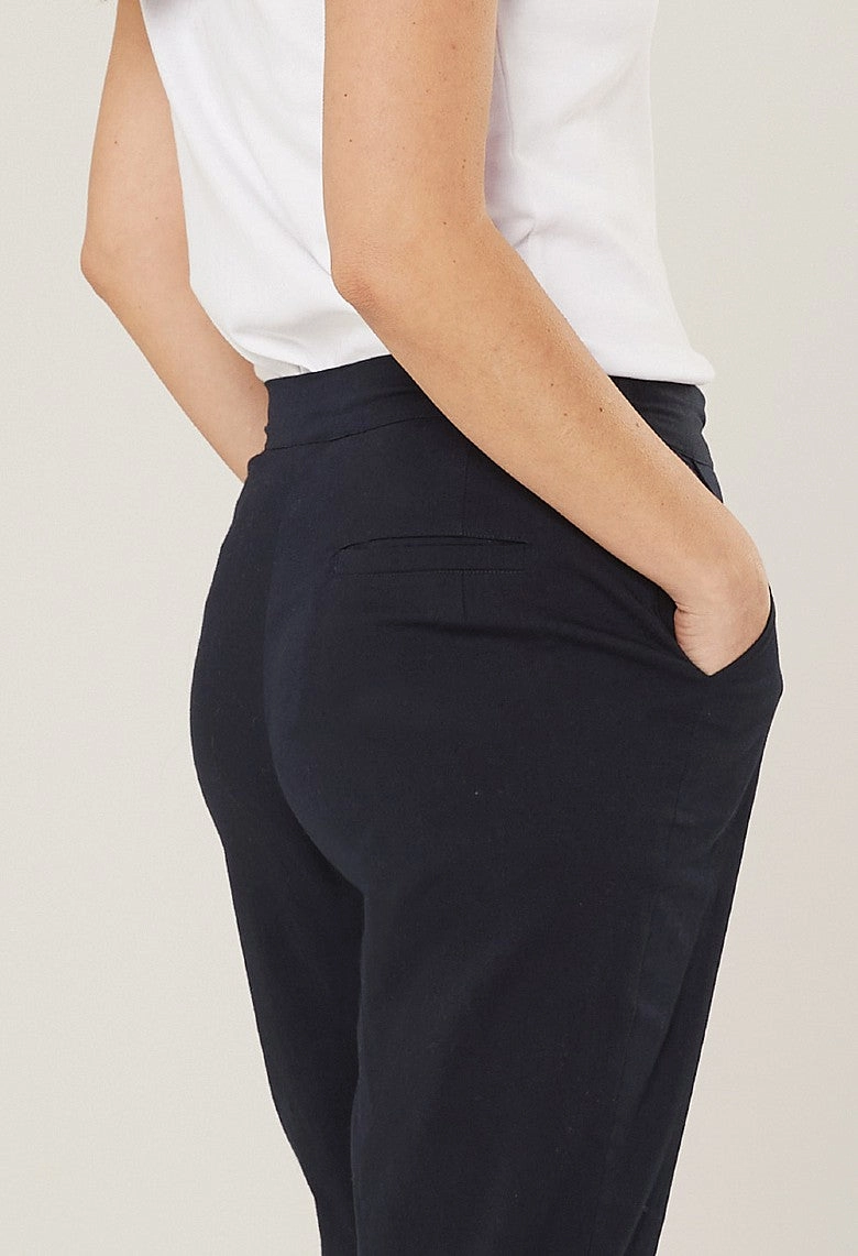 Stretch Light Poplin Folly Trouser ?C Navy Breathable Base Yoga Ready