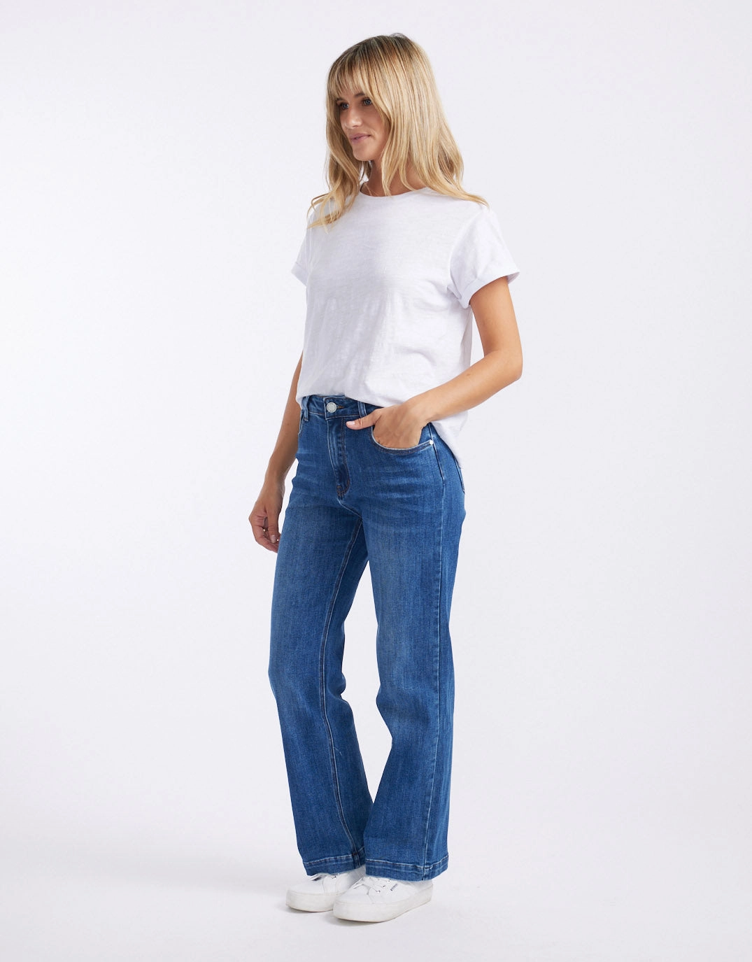 Office Wear Casual Street Approved Stretch Straight Leg Jean - Dark Blue
