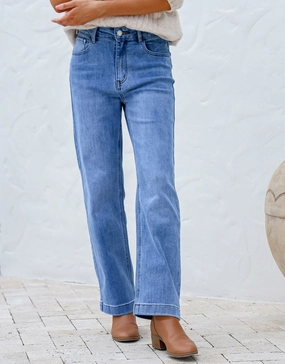 Stretch Straight Leg Jean - Light Mid Blue Winter Fashion