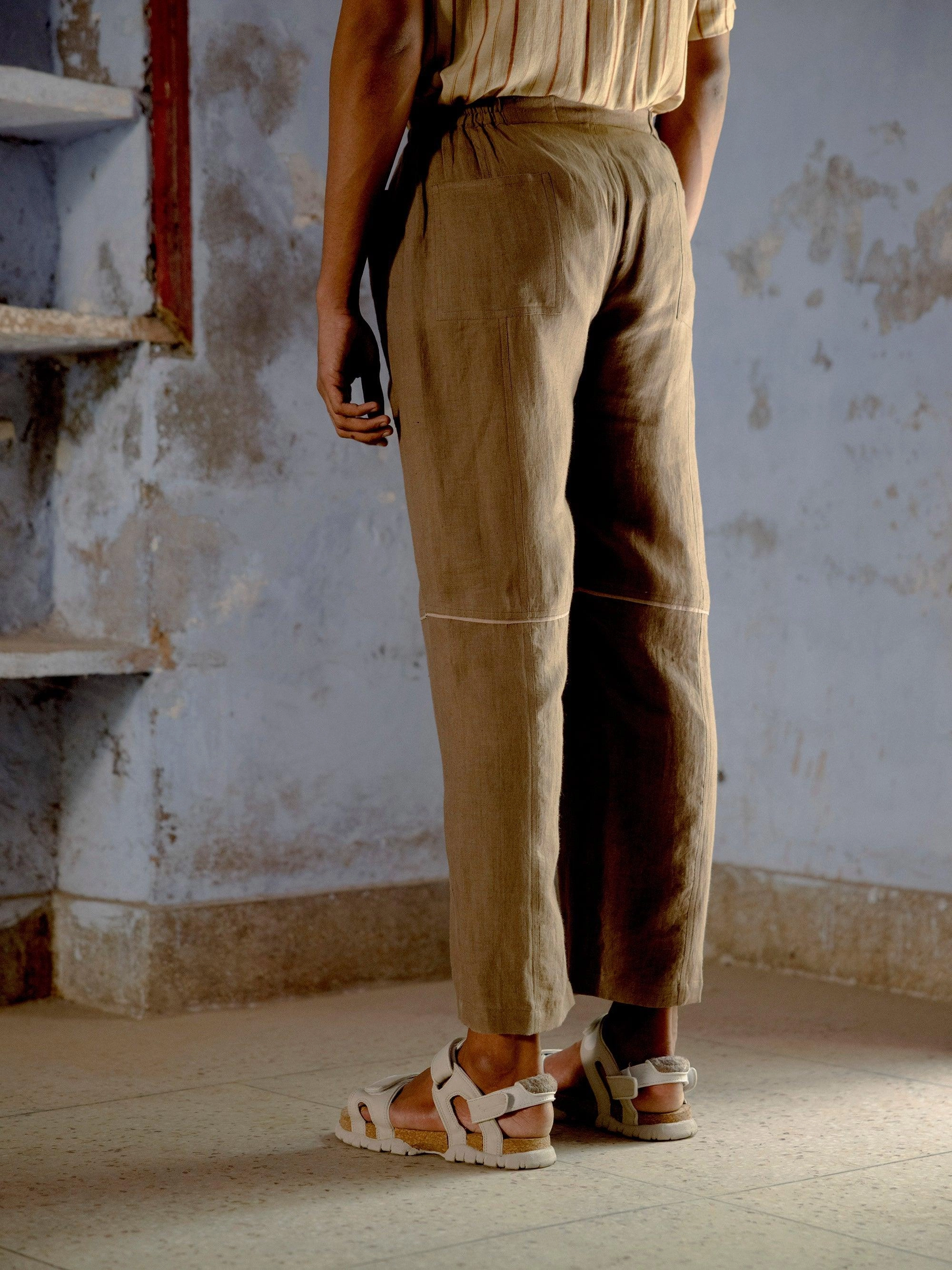 Relaxed Linen Pants Modern Utility Abrasion Proof Reinforcements