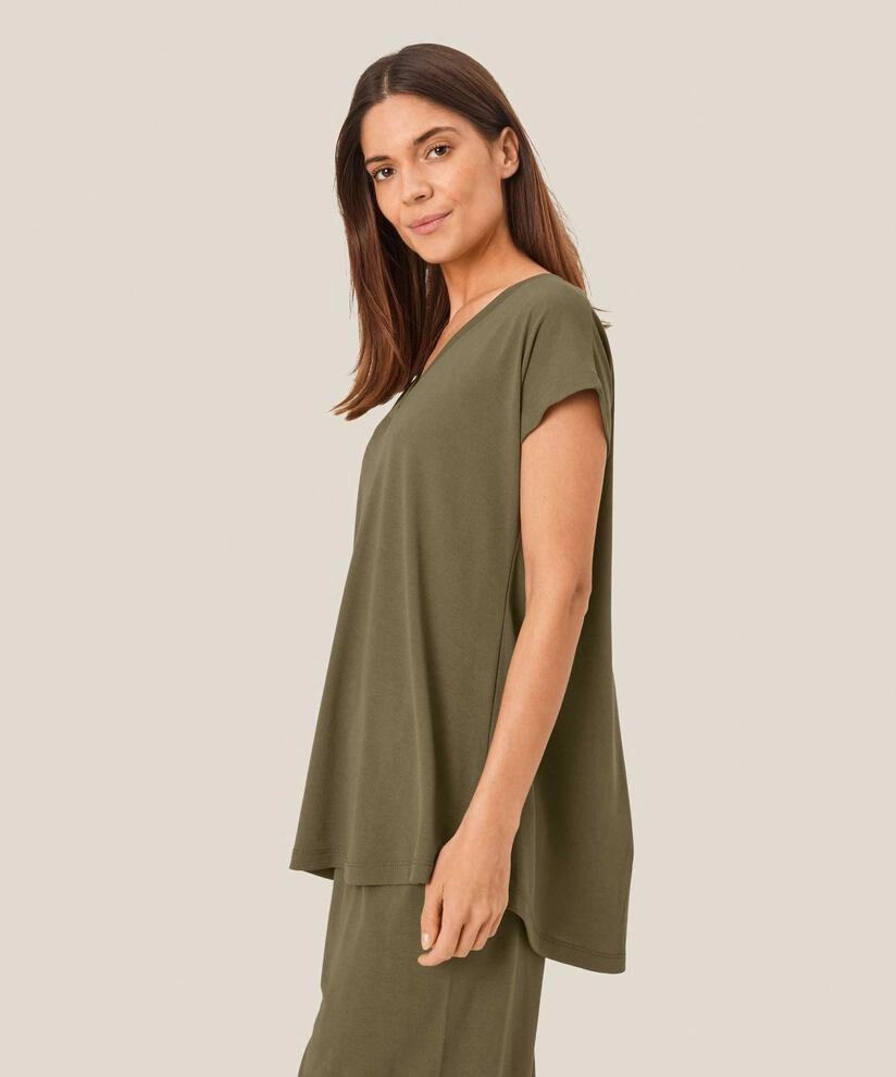 1002960 MaEfa Top - Dark Lichen Green HiddenZipper