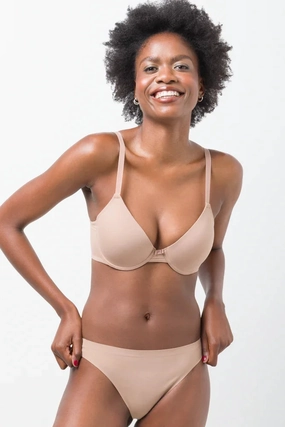 2 Pack Smooth T-Shirt Bras Black And Natural Airflow channels Seamless Band