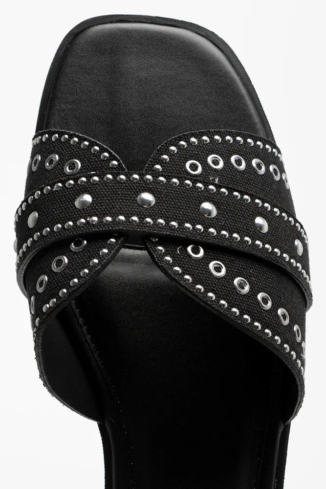 Outdoor Ready Studded Mule Sandal Black
