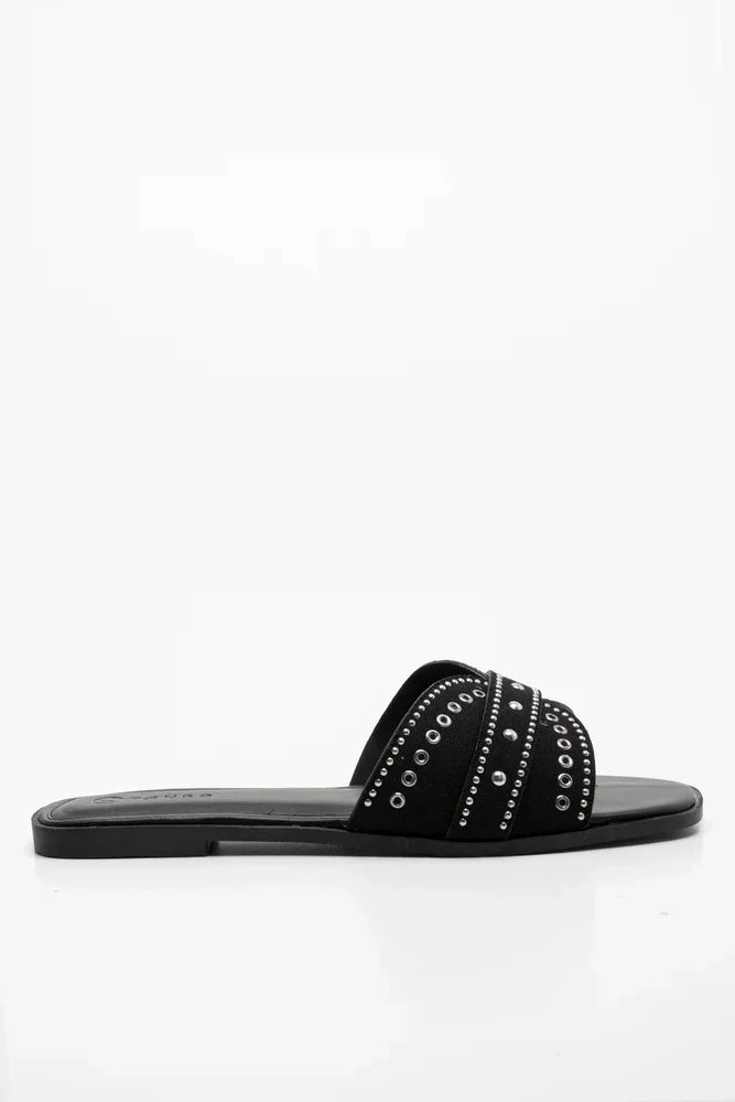 Studded Mule Sandal Black Orthopedic Support Multi Use