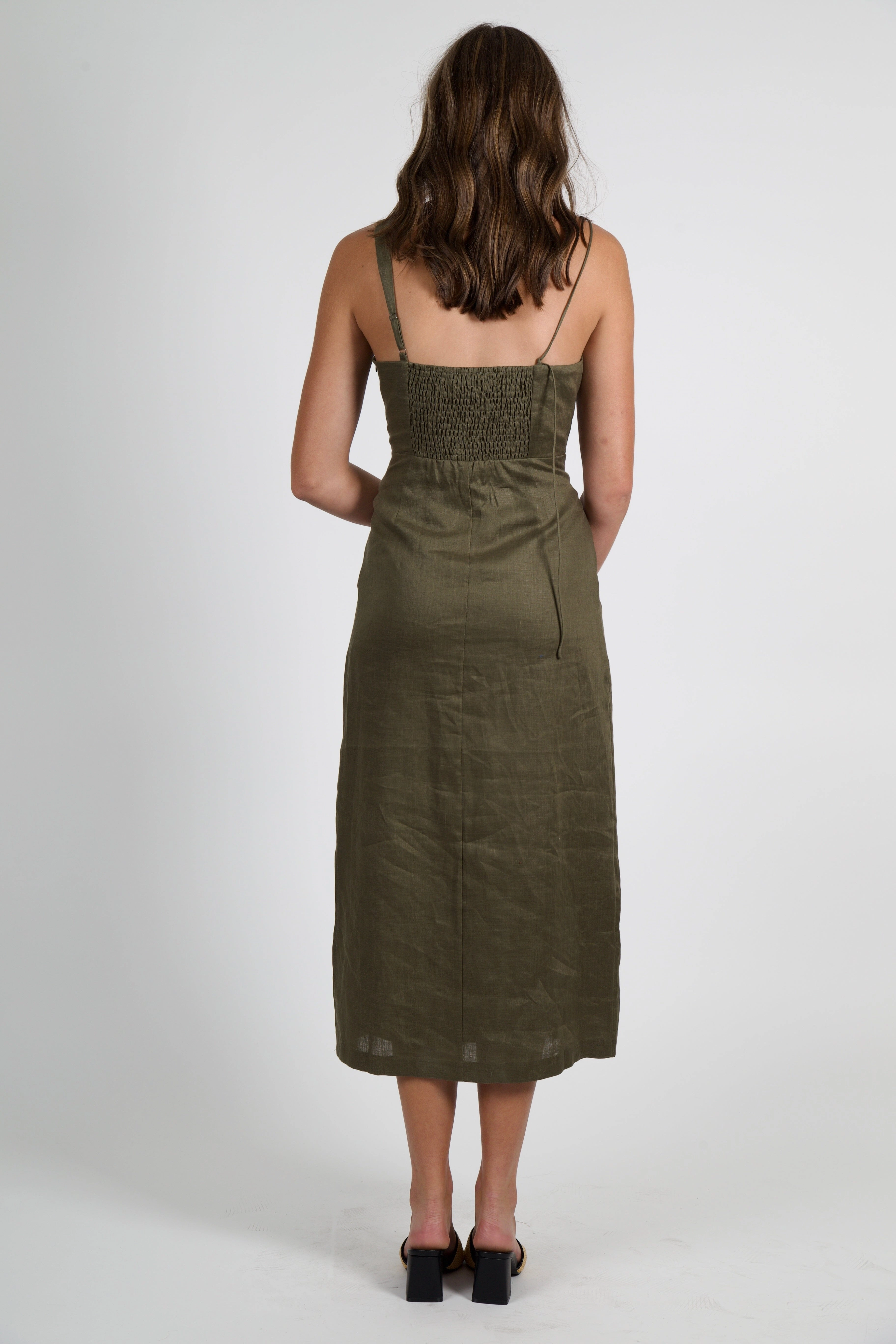 Scoop-Neck LUCY PARIS | Fallon Bead Detail Dress - Olive