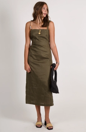 Sleek Texture Fashionable Style LUCY PARIS | Fallon Bead Detail Dress - Olive