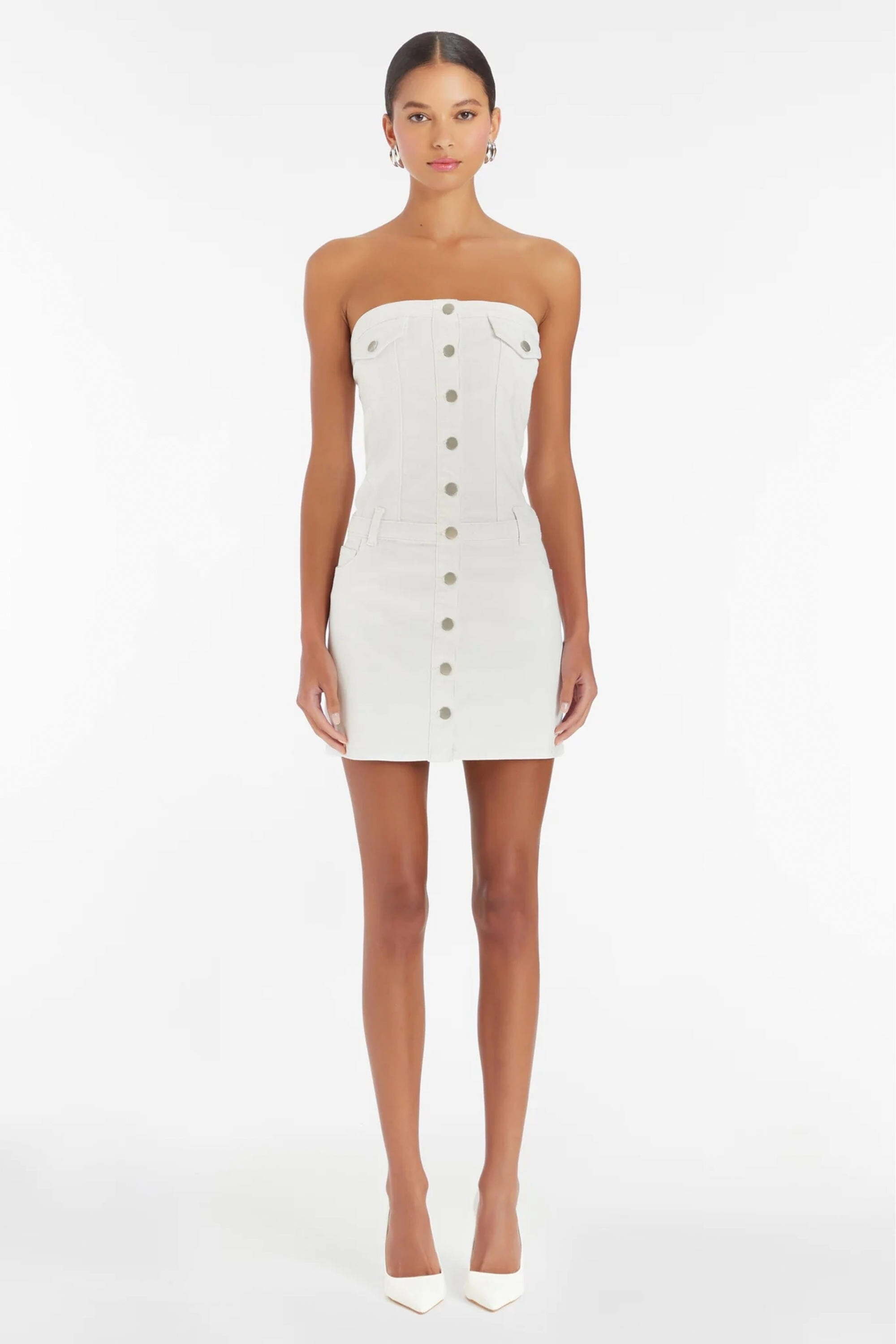 AMANDA UPRICHARD | Teyana Dress - White Denim Gender Free Elegant Mature