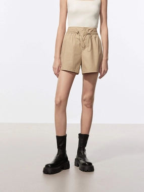 Simple Waist High Waist Drawstring Shorts