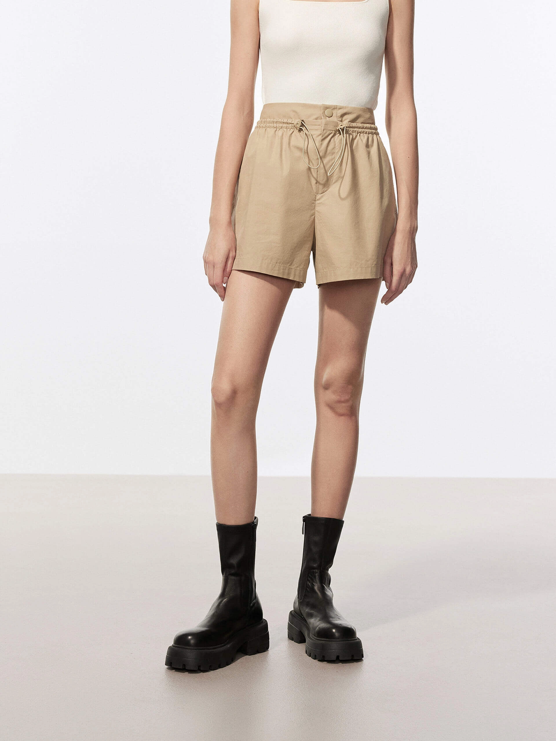 High Waist Drawstring Shorts All Day Comfort Slim Waist