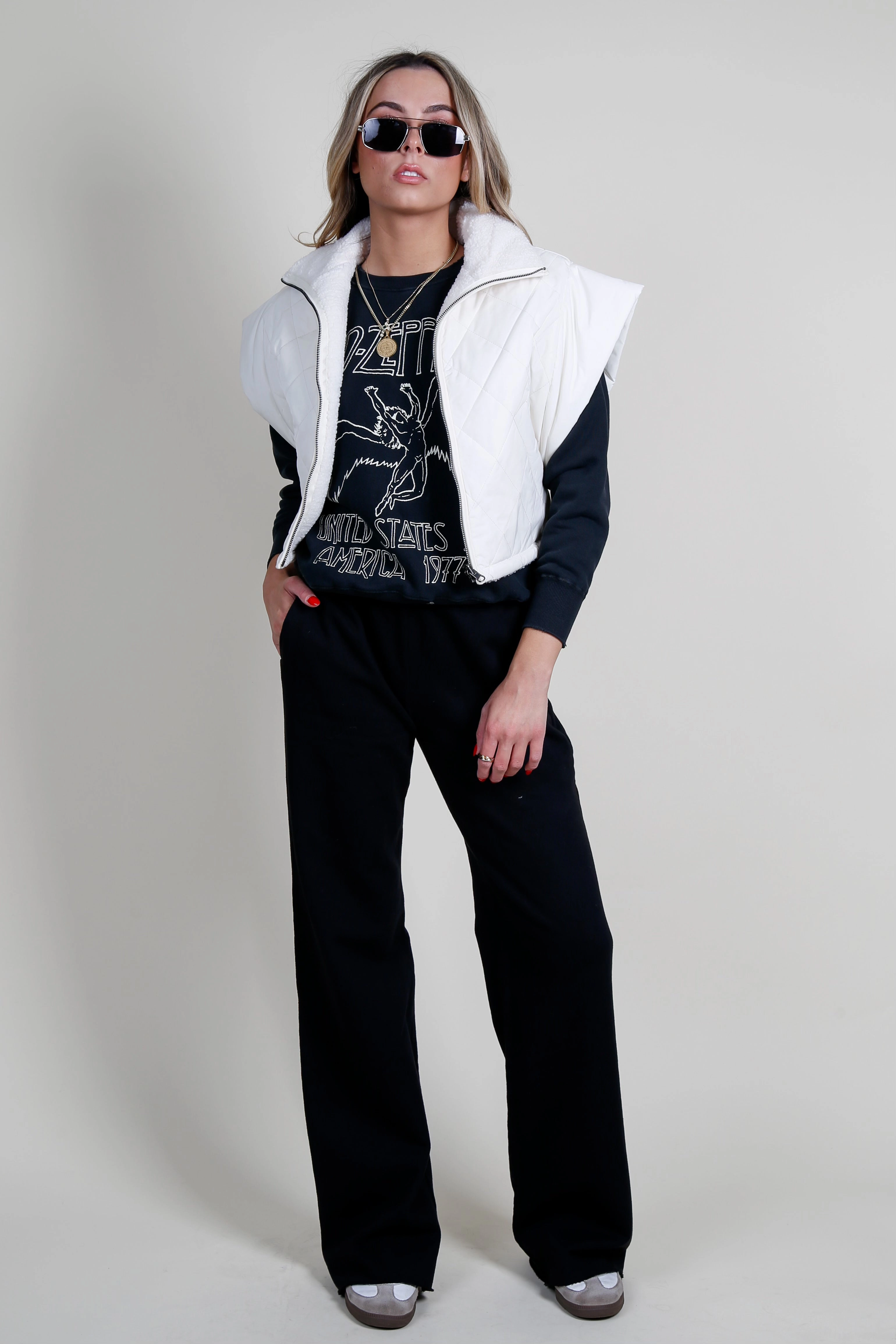 SUNDAYS | Rhea Vest - Cream Stretch Paneling