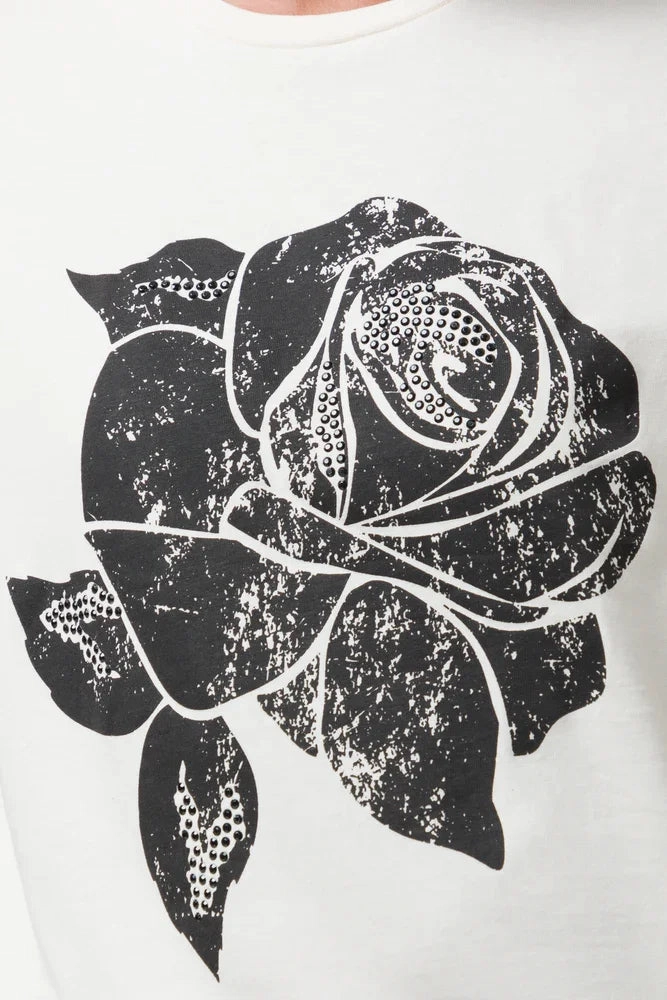 AdjustableHem Double Needle Hemming Rose Short Sleeve T-Shirt Natural