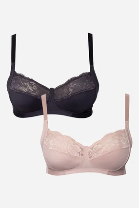 2 Pack Lace Non Padded Wirefree Bra Black And Pink Cyclists of all ages Trendy