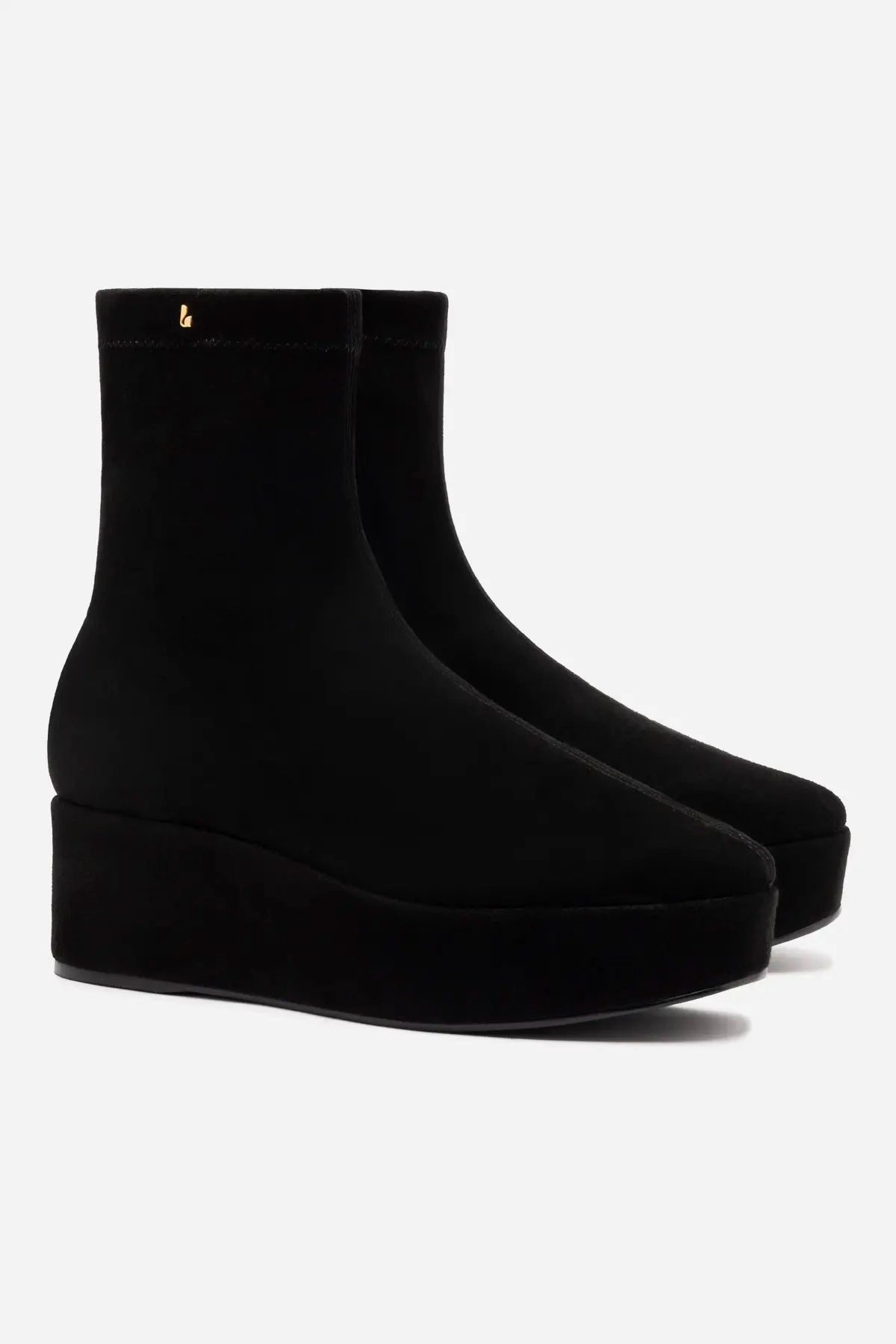Dani Flatform Boot In Black Suede Waterproof Windy Weather
